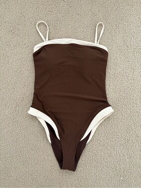 Abercrombie & Fitch Brown One-Piece Swimsuit with White Trim Never Worn